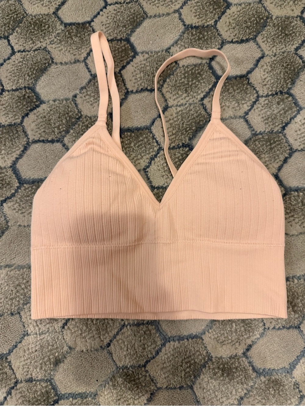 Auden Ribbed Blush Pink V-Neck Bralette